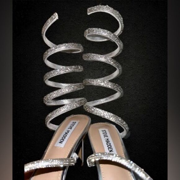 STEVE MADDEN EXOTICA SILVER STILETTO SANDAL - Picture 8 of 16